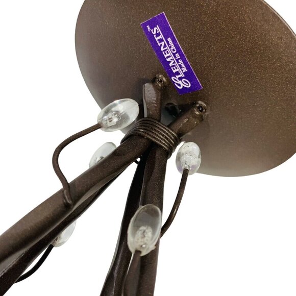 Trio Of Decorative Iron Candle Holders Metalware Brown Clear Teardrops Elements - Picture 8 of 11